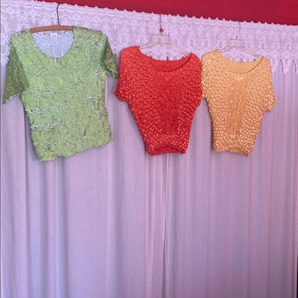 Colorful Textured Crop Tops - set of three
